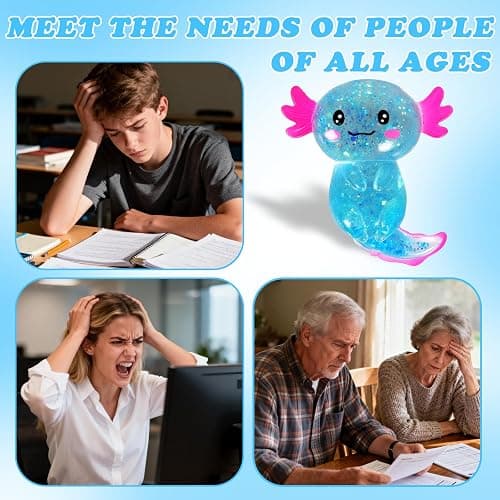Axolotl Squishy Stress Ball, Soft TPR Slow Rising Squeeze Toy, Cute Axolotl Fidget Toy for Stress Relief, Anxiety Calming Sensory Toy for Kids Adults(Blue Long Tail Axolotl) thumbnail 6