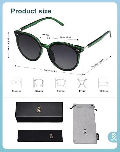 SOJOS Sunglasses Womens Trendy 2026 Retro Vintage Round Shades SJ2067,Large | PC Frames and Temples.Soft and Wide Nose Pads.UV400 protection PC Lenses,Ideal for Driving and All Sports thumbnail 5