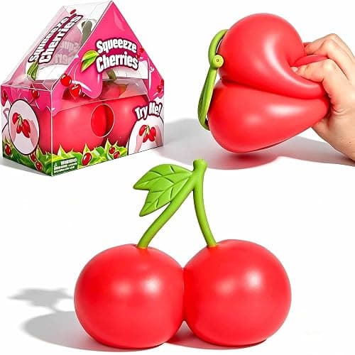 Gytera Giant Cherry Squeeze Toy, Slow Rising Stress Relief Fidget Toy, Cute Fruit Shaped Squishy Fidget Toys for Adults, Anxiety Relief Sensory Toy for Party Favors, Birthday Gifts, Desk Decor - Image 1