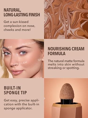 SHEGLAM Sun Sculpt Cool Toned Liquid Contour Stick Long Lasting Cream Matte Bronzer Makeup - 05 Golden Sun thumbnail 4