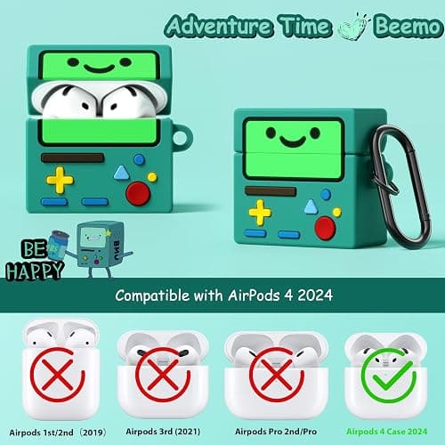 AirPod 4 Case Cover, KOREDA Cute Cartoon Game Case for Airpods 4th Generation (2024), Funny Kawaii 3D Cartoon Silicone Case for Women Girls (Green) thumbnail 2