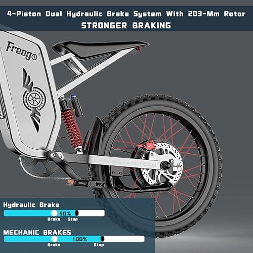 Freego Electric Motorcycle for Adults, X2Pro Electric Dirt Bike 6000W(Peak) Motor 60V/30Ah Battery,50MPH Off Road Electric Bicycle,19x2 Tire Full Suspension/Four-Piston Hydraulic Brake thumbnail 5