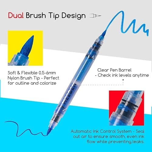 MEEDEN Acrylic Paint Markers Dual Tip: 96 Colors/48 Pcs Brush Tip Acrylic Marker with Automatic Ink Control for Art Supplies - Quick Dry Paint Pens for Rock, Wood, Canvas, Fabric, Glass, Metal thumbnail 6