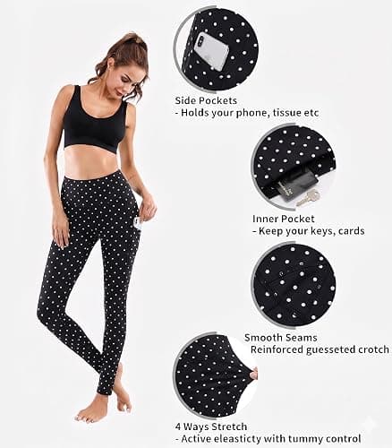 Lingswallow Women High Waist Yoga Pants with Pockets Stretch Soft Leggings | Tummy Control,4 Ways Stretch,Inner Pocket,Daily Wear,Lightweight,Breathable,Self-cultivation,Casual,Going Out,Gym,Quick-Dry thumbnail 4