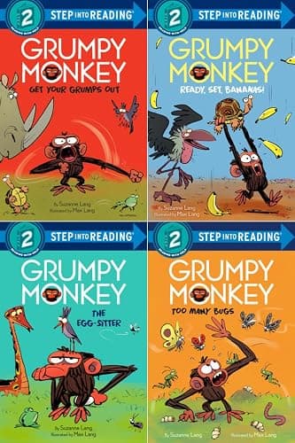 Grumpy Monkey Step Into Reading Series 4-Book Set - Grumpy Monkey Get Your Grumps Out; Grumpy Monkey Ready, Set, Bananas!; Grumpy Monkey The Egg-Sitter; Grumpy Monkey Too Many Bugs - Image 1