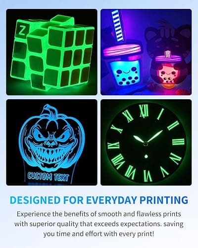 JAYO 3D Printer Filament Bundle, Glow in The Dark PLA Filament 1.75mm, 250g Spool, 4 Rolls, 1kg in Total, Luminous Green, Blue and Red, White thumbnail 5