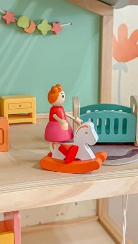 Giant bean 26 Pcs Large Wooden Dollhouse Furniture 5 Set for Kitchen, Living Room, Bedroom, Bathroom, Babyroom, Candy Dollhouse Accessories & Furniture Toy for Girls Boys Kids 3+ - Candy Dollhouse Furniture Set thumbnail 9