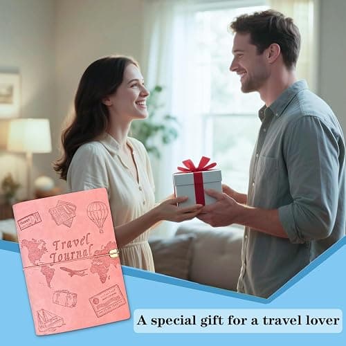 Tolivip Travel Journal for Women Men and Couples, Leather Travel Notebook with Prompts, Travel Memory Book & Adventure Book (Pink) thumbnail 7