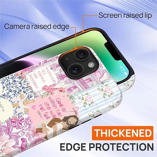 COTAIL Case Designed for iPhone 13 14, Hybrid 2-Layer Case, Military-Grade Protection Durable Shockproof Anti-Scratch Phone Case, Pink Blue Jesus Collage thumbnail 5