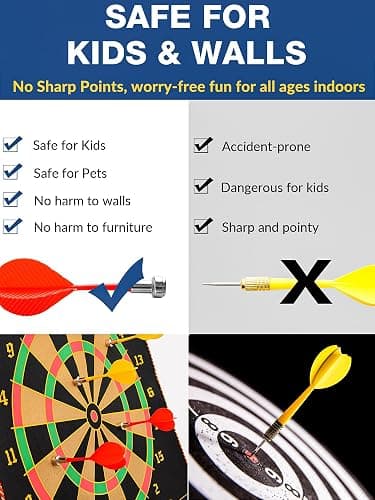 Magnetic Dart Board for Kids, Teens, Adults, Double-Sided Roll-Up Dart Board Games for Kids Age 3-18 with 12 Magnetic Darts, Indoor Outdoor Boys Toys for Backyard, Gifts for Teen Boys thumbnail 2
