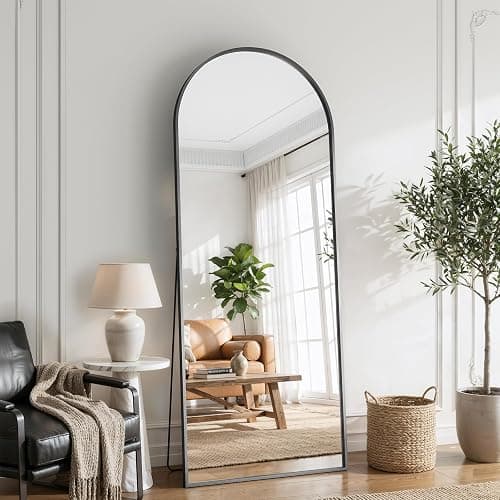 WISSMIELS Full Body Mirror 26x71 inch Arched Full Length Mirror with Stand Aluminum Wall Mounted Hanging or Leaning Standing Mirrors, Black thumbnail 7