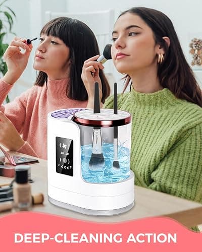 Electric Makeup Brush Cleaner Machine with Automatic Cleaning and Drying Functions Portable Makeup Brush Cleaner for Makeup Lovers thumbnail 2
