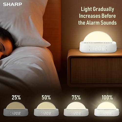 Sharp Sunrise Alarm Clock with Wake-Up Light & Sunset Sleep Timer – 5 Sleep Sounds, 8-Color Night Light, 0.7" LED Display with Dimmer, Snooze, Battery Backup, Bedside Clock for Kids, Teens & Adults thumbnail 7