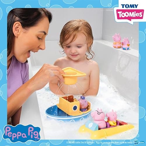 Toomies Peppa Pig Bath Toys - Peppa’s Boat Adventure Bath Toy Set - Includes 2 Boat Toys and 5 Peppa Pig Figures - Peppa Pig Toy Boats - Toddler Bath Toys for 18 Months and Up thumbnail 2