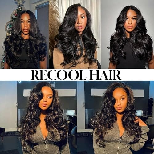 RECOOL Loose Body Wave U Part Wig Human Hair 180% Density Drawstring No Sew in No Glue Half Wigs Human Hair U Shape Clip In Half Wigs Layered Cut Wigs (U Part Layered Body Wave Wig, 16Inch) thumbnail 7
