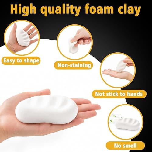 MEARCOOH Modeling air Dry Foam Clay White Cosplay Magic Clay 500g (17.6oz) | Professional High Density No-sticky and Non-toxic air foam clay for Adult DIY Craft Halloween Cosplay thumbnail 5