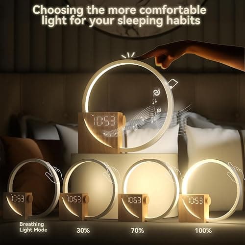Vivilumens Sunrise Alarm Clock Sound Machine Nightlight, Gradual Wake Up Light, Digital Dimmable Clock, 10 White Noise Sleep Sounds, Snooze, Dual Clocks for Heavy Sleeper Adult, Decor Gifts for Women thumbnail 5
