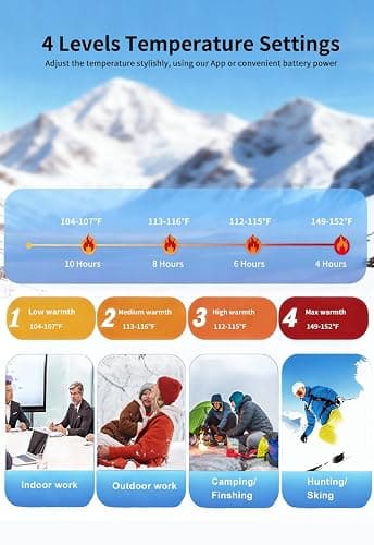 Heated Socks, Auxemu 6000mah Rechargeable Heated Socks for Women Men with APP/Upgraded Button Control, 360° Heating Feet Warmer for Winter Hunting Fishing Skiing Outdoor thumbnail 2