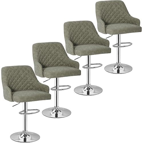 VECELO Bar Stools Set of 4, Adjustable Bar Stools with Back, Bar Height Stools for Kitchen Counter - Image 1