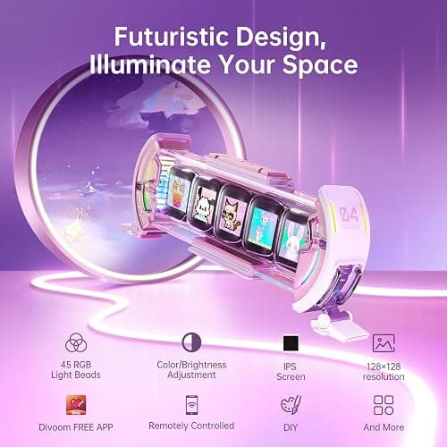 Divoom Times Gate - Cute Gaming Digital Clock with Smart App-Controlled, Support Weather Forecast, Stock Market/Exchange Rate, Social Media, Pixel Art Display for Gamers & Home Office Decor (Pink) thumbnail 5