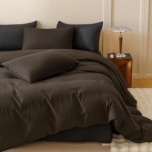 KAREVER Dark Brown Comforter Set Queen Size Deep Brown Bedding Set 3 PCs Deep Coffee Color Comforter Set Fluffy Blanket Queen Size thumbnail 3