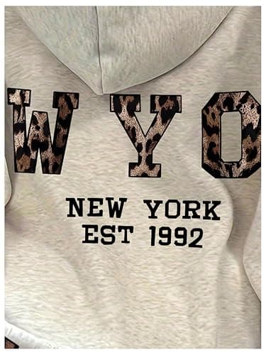 SOLY HUX Women's Hoodies Leopard Graphic Drop Shoulder Long Sleeve Hooded Preppy Sweatshirts Streetwear thumbnail 5