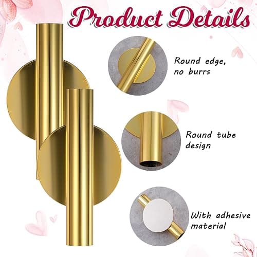 2 PCS Wall Vases for Flowers, Gold Flower Vase Metal Hanging Plant Holder Small Gold Vase Flowers Tube Wall Planter Hanging Vase for Modern Home Decor Display Dried Faux Flower Fake Flower thumbnail 5