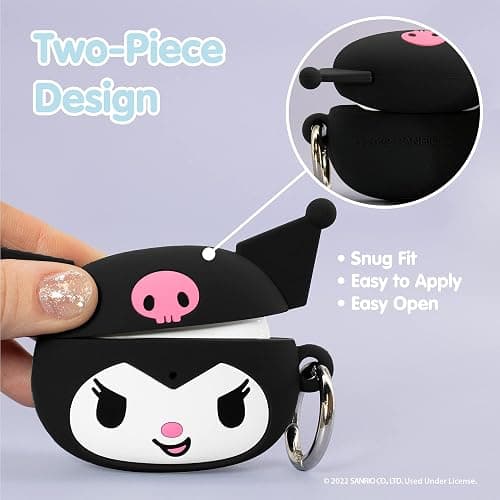 iFace Hello Kitty & Friends Cute Case [ Compatible with AirPods 3rd Gen. only, Not for Pro3] - Silicone Protective Cover [Carabiner Clip Included] [Wireless Charging Compatible Cover] - Kuromi thumbnail 5