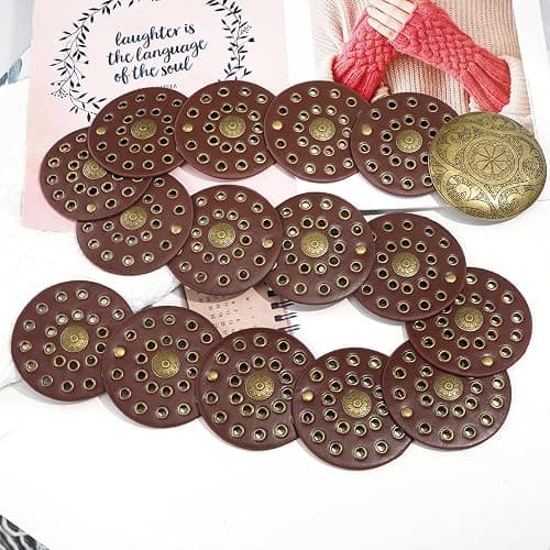 Liutufy Wide Disc Belt for Women Vintage Hollow Boho Leather Belt Western Chunky Waist Belt Cowboy Metal Buckle Concho Belts thumbnail 6