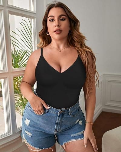 EUYZOU Womens Tummy Control Shapewear Tank Tops Seamless V-Neck Compression Tank Tops Body Shaper Camisole thumbnail 5