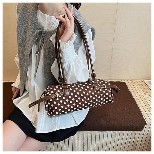 Large Capacity Canvas Polka Dot Handbag for Women, Stylish Versatile Underarm Bag thumbnail 3