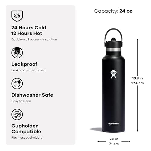 Hydro Flask Water Bottle - Insulated Stainless Steel - Straw Lid, Non Spill, Leakproof 24 Oz Trillium Pink thumbnail 3