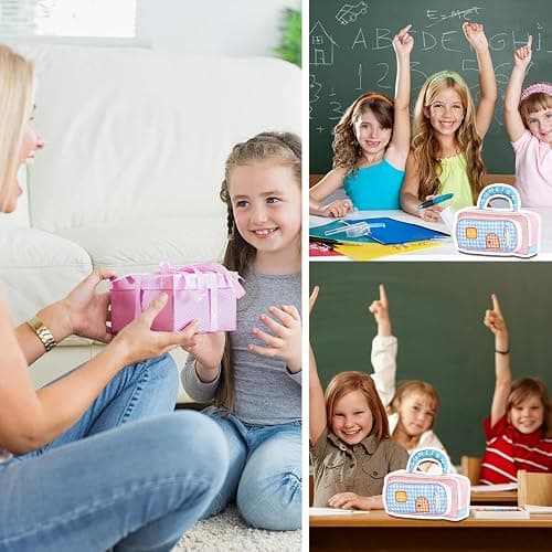 FOSDICK Cute Pencil Case for Girls, Kawaii Pencil Cases, Pink Pencilcase with compartments, Pencil Pouch with Handle, for Girls Student Teenage School Office, with 4 Pencil Grips and 2 PP Clips thumbnail 9