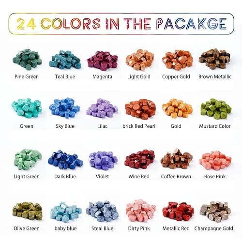 Metallic Assorted Color Seal Beads - 24 Colors for Making Wax Seals, Decor for Envelope, Letter, Wedding Invitation and Sealing Wine Bottle thumbnail 5