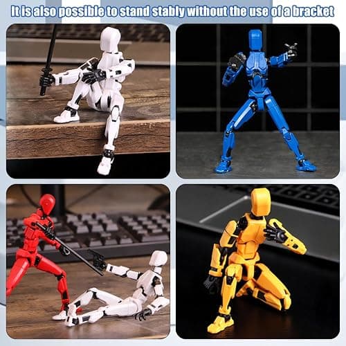 NIHESIM 4 Pack T13 Action Figure, 4 Colors Assemble t13 Models, DIY Pose Stand Titan 13 Action Figures, Lucky T 13 Figures, Dummy 13 Boys Toys, Smooth Movable Joints Robot Titans Man Teens Gift thumbnail 5