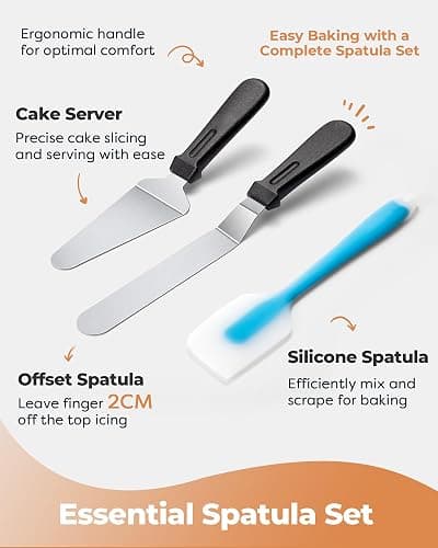 Kootek Aluminium Cake Turntable Set, Baking Tools with Revolving 12" Cake Stand for Decorating, 12.7" Offset Spatula, 3 Stainless Steel Frosting Icing Smoother, Cake Serve Cake Decorating Kit Supplies thumbnail 6