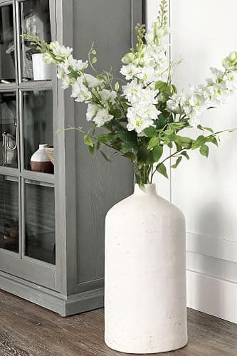 ICBOX 8PCS White Artificial Delphinium Flowers with Clematis Greenery Long Stem Flowers 29.5" Larkspur Artificial Flowers for Wedding Centerpieces Silk Flowers for Home Decor Indoor (White) thumbnail 5