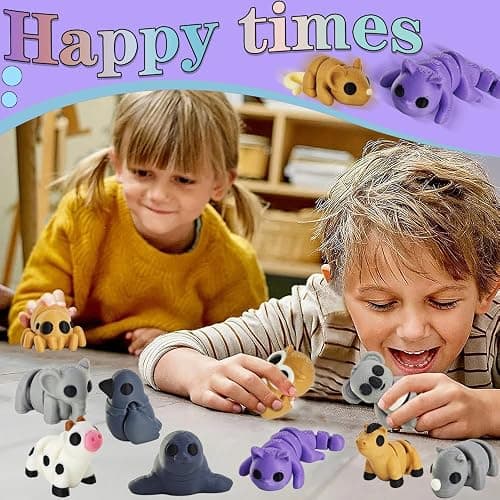 NEXT STOP M Easter Basket Stuffers, 22 Pcs Mini 3D Printed Animal Figurines Set,Articulated, Flexible, and Exquisitely Cute Fidget Toys for Play and Display, Fillers of Easter Egg - Animal Z thumbnail 6