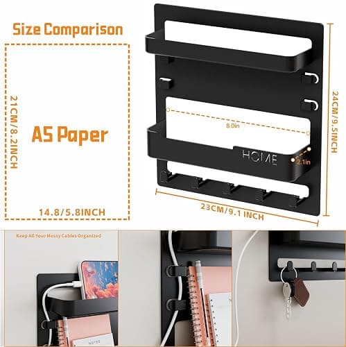 Yieach Bedside Shelf for Dorm Bed,Rv,Small Room and Nightstand,Wall Mounted Floating Shelves and Bedside Wall Organizer for Remote,Phone Holder,Charging Shelf,Cute Bedroom Decor for College Girl,Black thumbnail 2
