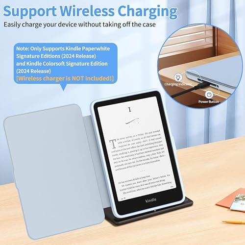 New Kindle Paperwhite 2024 Case 7" (12th Gen) & Kindle Colorsoft Signature Edition Case, Sanyetral Slim PU Leather Cover with Soft TPU Back and Auto Sleep/Wake, Not for Remarkable Kobo -Light Blue thumbnail 6