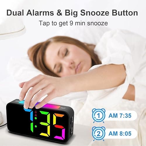 Topski Loud Alarm Clocks for Bedrooms Heavy Sleepers, Plug-in Digital Bedside Clock with Night Light, Large Display, Dual Alarm, Snooze, Dimmable for Kids Teens Boys Girls thumbnail 6