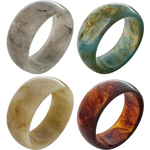 NIDONE Armreifen, 4pcs Acrylbänder, farbenfrohe geometrische klobige Harzbänder Set Wide Dome Form Armband Fashion Holiday Juwely für den Alltag thumbnail 3