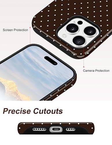 Aitipy Magnetic Polka Dot Phone Case for iPhone 16 Pro, Compatible with MagSafe, Cute Brown Polka Dots Aesthetic Soft TPU and Hard PC Shockproof Protective Phone Cover for Women Girls-Shiny thumbnail 5