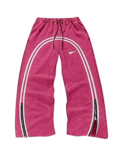 BEAUDRM Men's Striped Baggy Sweatpants Y2k Wide Leg Pants Drawstring Graphic Track Pant with Pockets Streetwear - Image 1