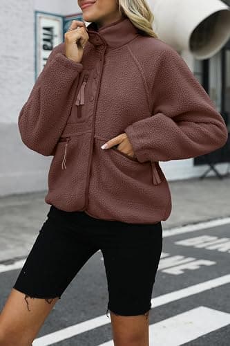 Nirovien Womens Fuzzy Fleece Jacket Button Down Sherpa Coats Casual Winter Warm Outwear with Pockets thumbnail 2