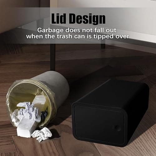 TIPGO Bathroom Trash Can with Lid, 10 Liter/ 2.6 Gallon Slim Garbage Can, Small Trash Bin Waste Basket with Pop-Up Lid for Kitchen, Bedroom, Living Room, Office (Black) thumbnail 7