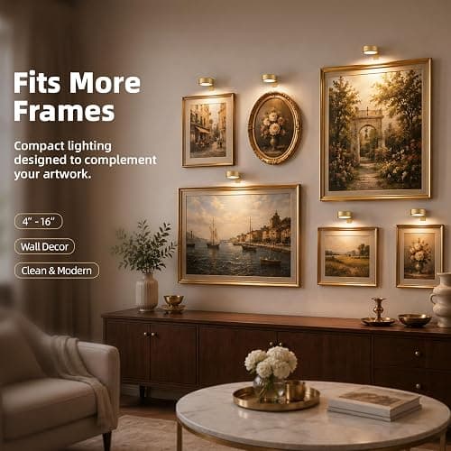 EZVALO Picture Lights for Wall, 2000mAh Rechargeable Battery Magnetic Poster Lights with 3 Color Temps & 12 RGB, Remote Dimmable Timer Painting Light, Wall Decor Light for Art Display, Frame (3 Pack) thumbnail 2