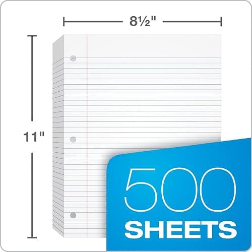Oxford Loose Leaf Paper, 500 Sheets, College Rule Filler Notebook Paper, 8-1/2" x 11", 3-Hole Punched Fits 3-Ring Binders (62349) thumbnail 3