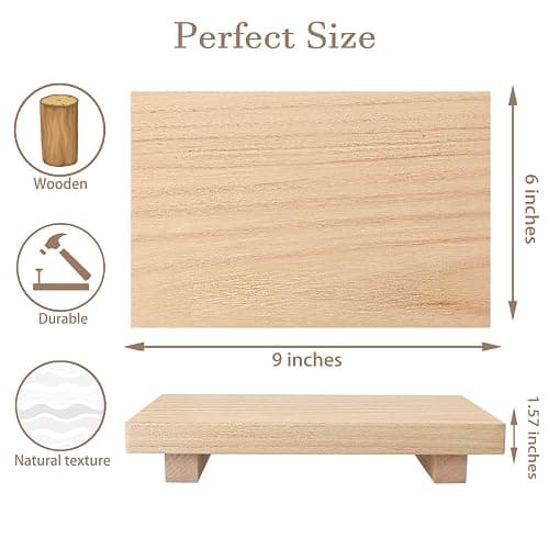 Wood Bathroom Tray Farmhouse Decor Kitchen Soap Holder, 9"x6" Burlywood | Waterproof, Lightweight, Easy Clean, Small Wooden Riser Pedestal Stand Accessories for Office Desk, Vanity, Counter, Sink thumbnail 3