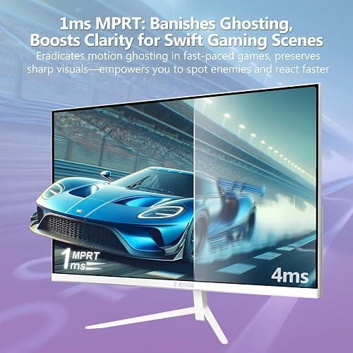 Z-Edge 24 inch 240Hz 165Hz Gaming Monitor, FHD 1080p, MPRT 1ms, IPS Monitor Gaming, 350nits, 16.7M Colors, 99% sRGB, UG24PJ Frameless Bezel, DP x1, HDMI x1(White) thumbnail 3